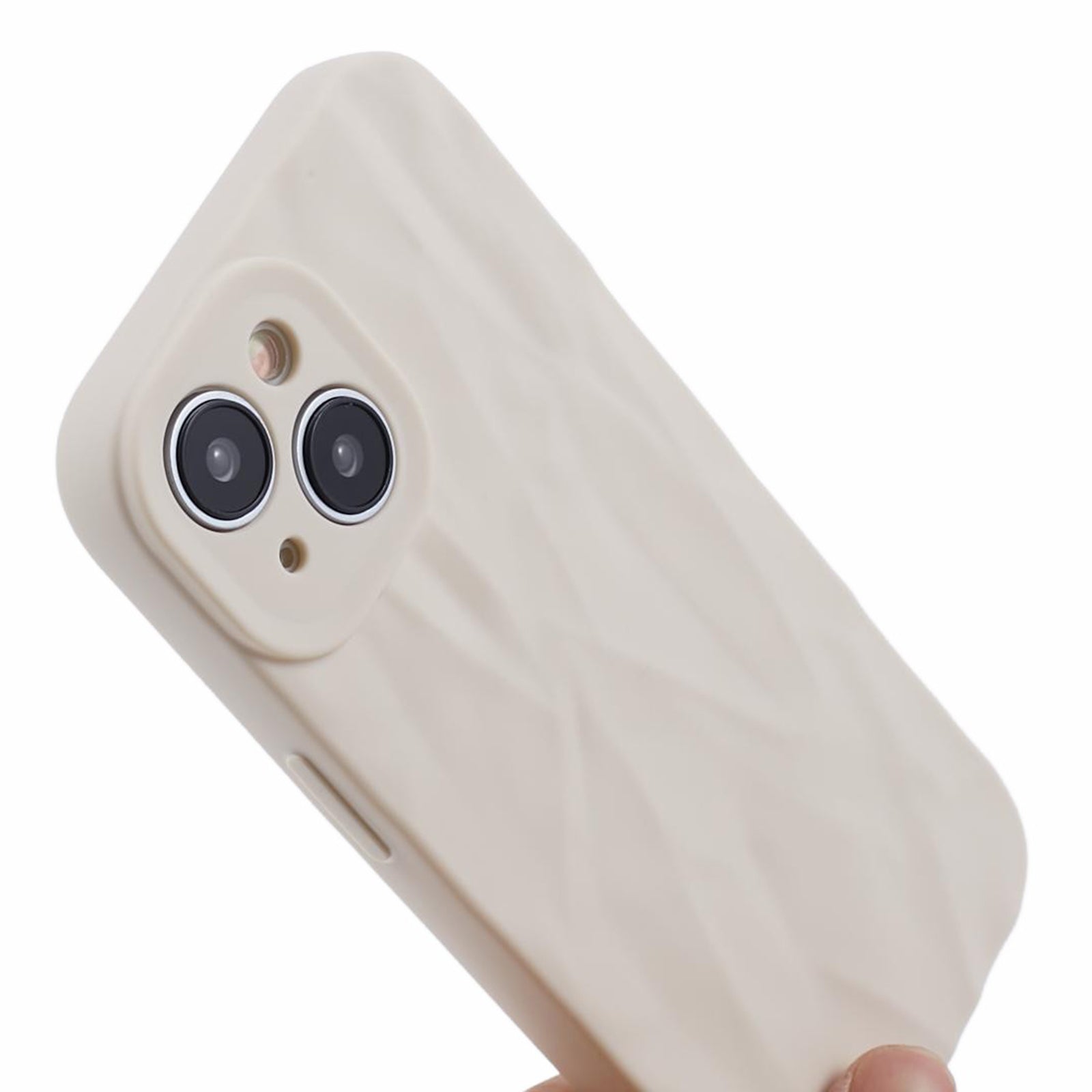 HRX Series For iPhone 15 Case Shockproof TPU Wrinkled Uneven Phone Back Protector - White HRX Series For iPhone 15 Case Shockproof TPU Wrinkled Uneven Phone Back Protector - White